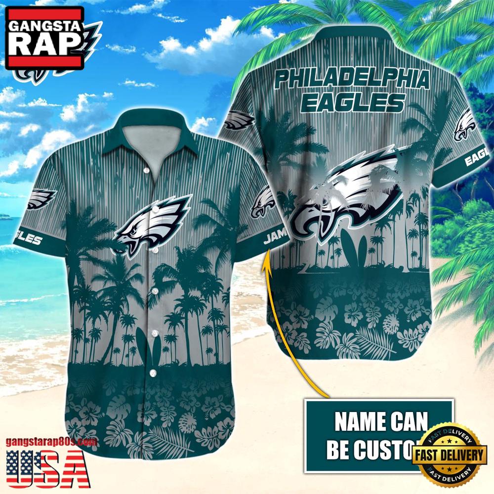 NFL Philadelphia Eagles Vintage Style Custom Name Aloha Hawaiian Shirt NFL Philadelphia Eagles Vintage Style Custom Name Aloha Hawaiian Shirt