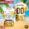 NFL Pittsburgh Steelers Hibiscus Flower Custom Name Hawaiian Shirt
