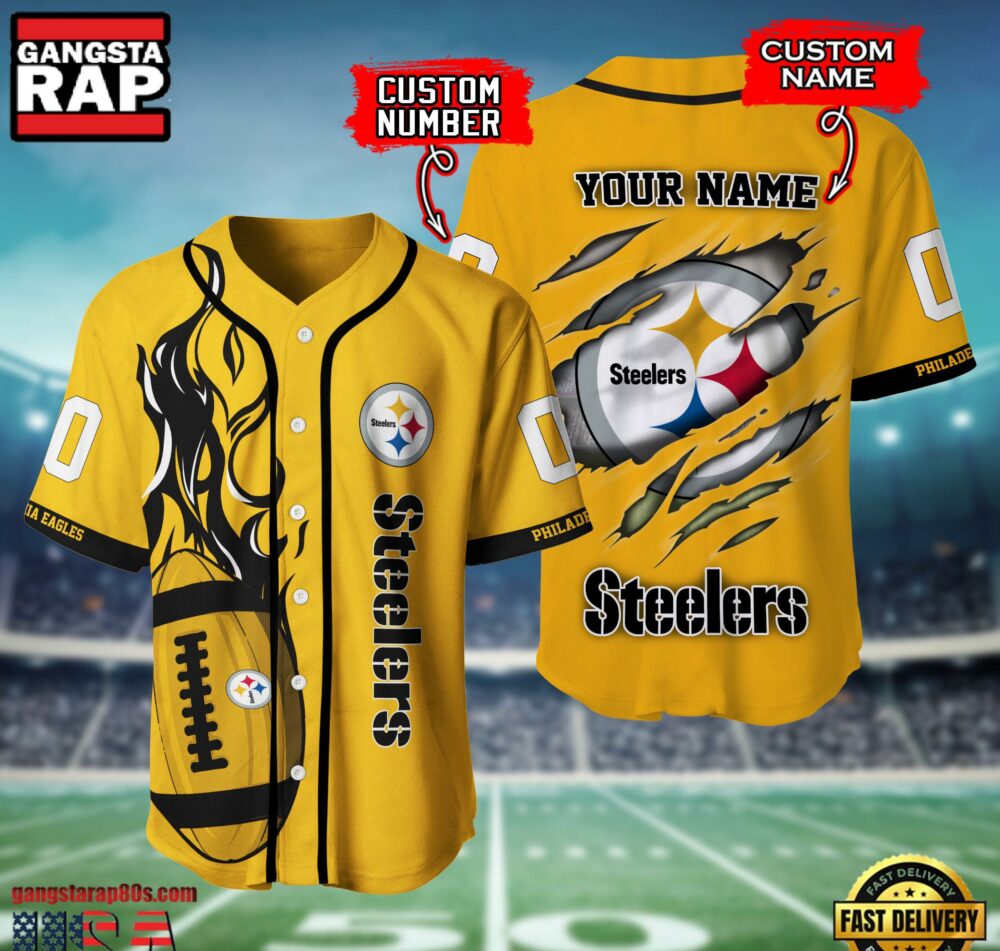 NFL Pittsburgh Steelers Team Logo Litmited Edition Baseball Jersey