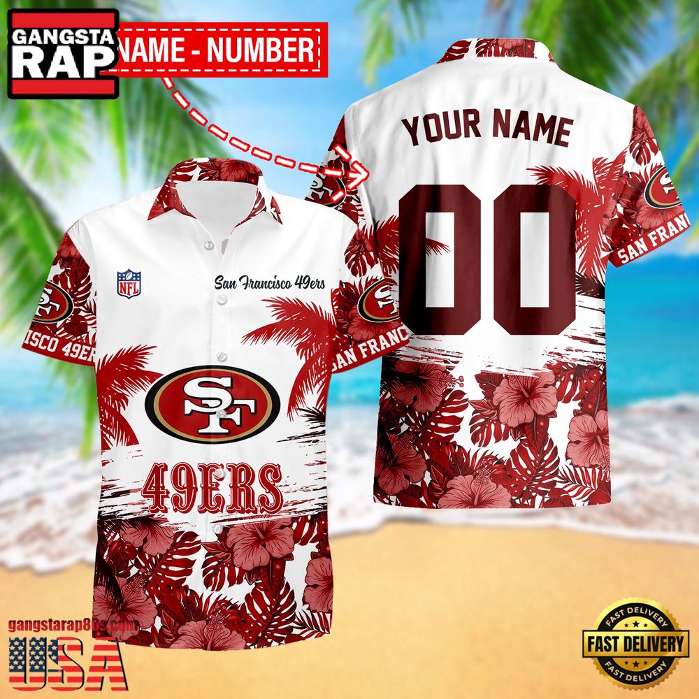 NFL San Francisco 49ers Hibiscus Flower Custom Name Hawaiian Shirt