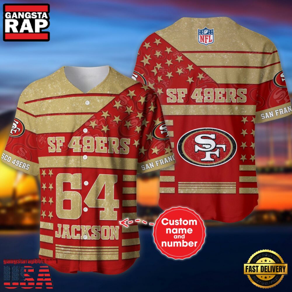 NFL San Francisco 49ers Personalized American Flag Baseball Jersey