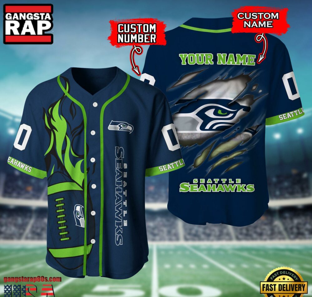NFL Seattle Seahawks Team Logo Litmited Edition Baseball Jersey Shirt NFL Seattle Seahawks Team Logo Litmited Edition Baseball Jersey Shirt