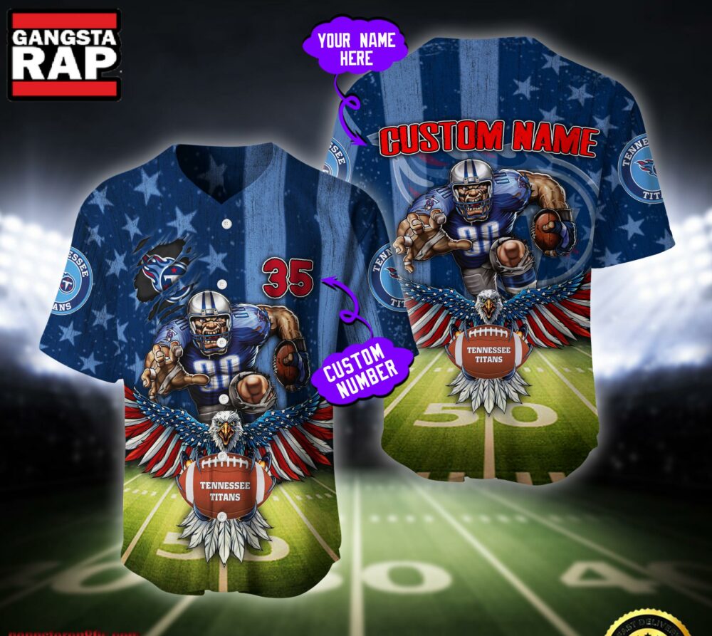 NFL Tennessee Titans Eagle US Flag x Veterans Custom Baseball Jersey