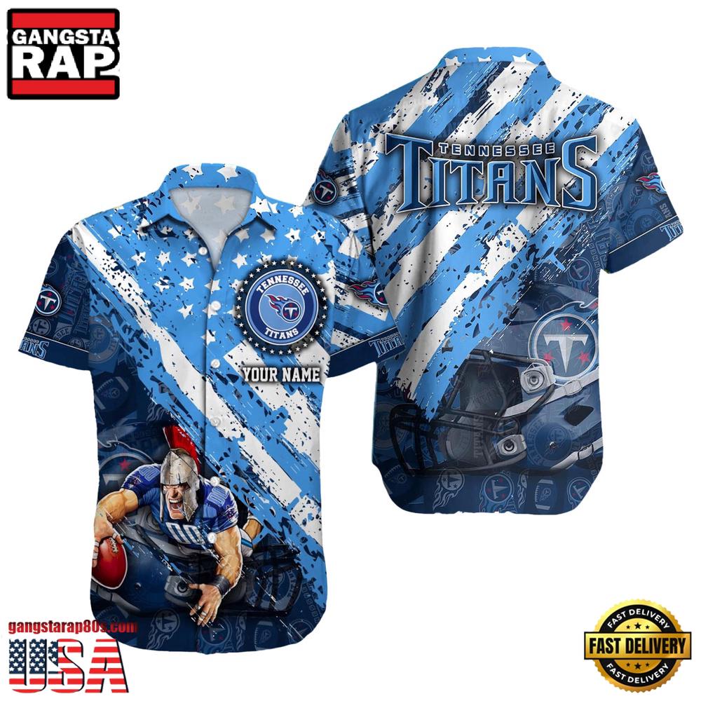 NFL Tennessee Titans Football American Flag Mascot Custom Name Hawaiian Shirt