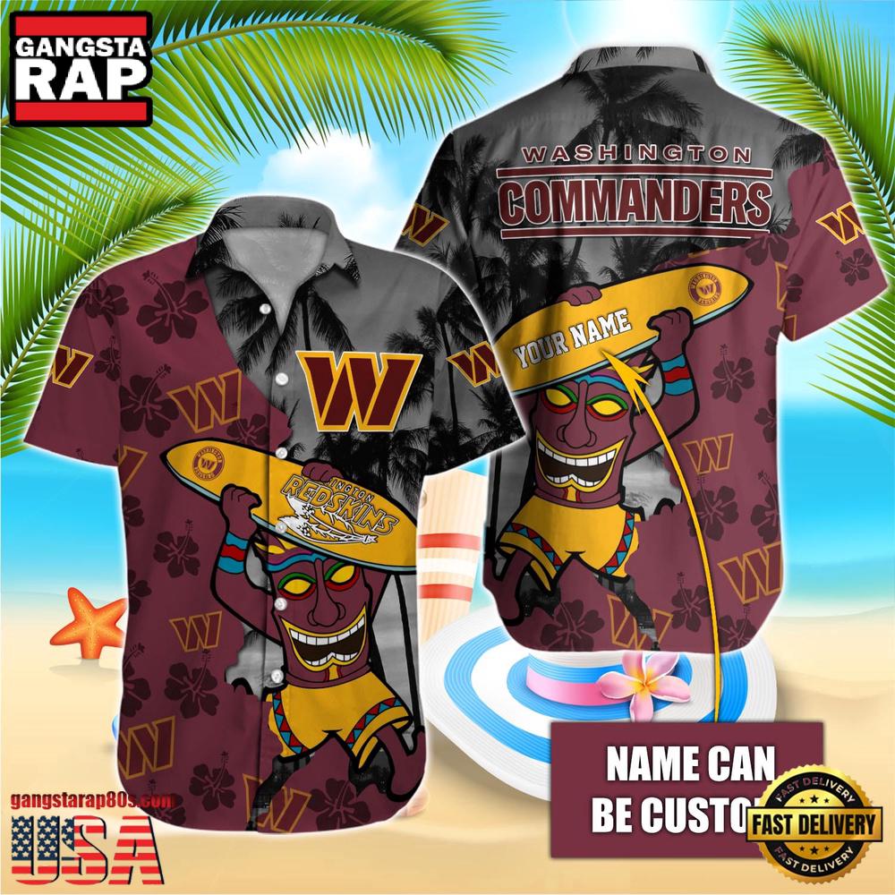NFL Washington Commanders Retro Custom Name Aloha Hawaiian Shirts NFL Washington Commanders Retro Custom Name Aloha Hawaiian Shirts