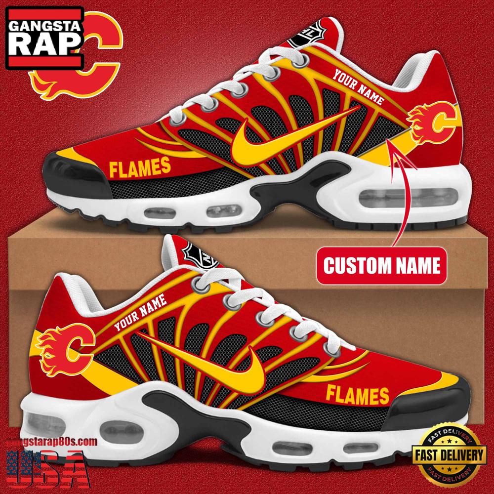 NHL Custom Name Calgary Flames New Design Air Max Plus Shoes Running Sneakers NHL Custom Name Calgary Flames New Design Air Max Plus Shoes Running Sneakers