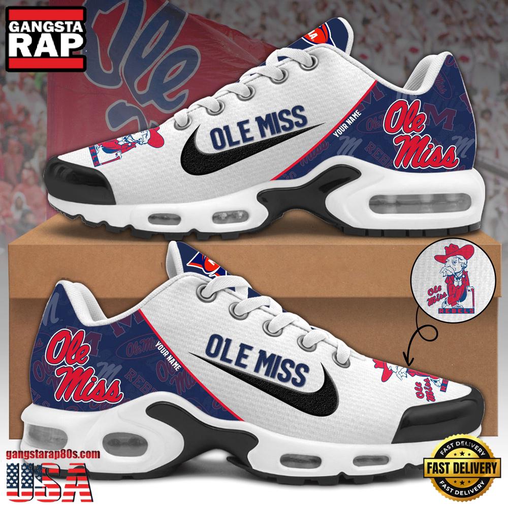 NCAA Custom Name Ole Miss Rebels Football Mascot Symbol Air Max Plus Shoes Running Sneakers NCAA Custom Name Ole Miss Rebels Football Mascot Symbol Air Max Plus Shoes Running Sneakers