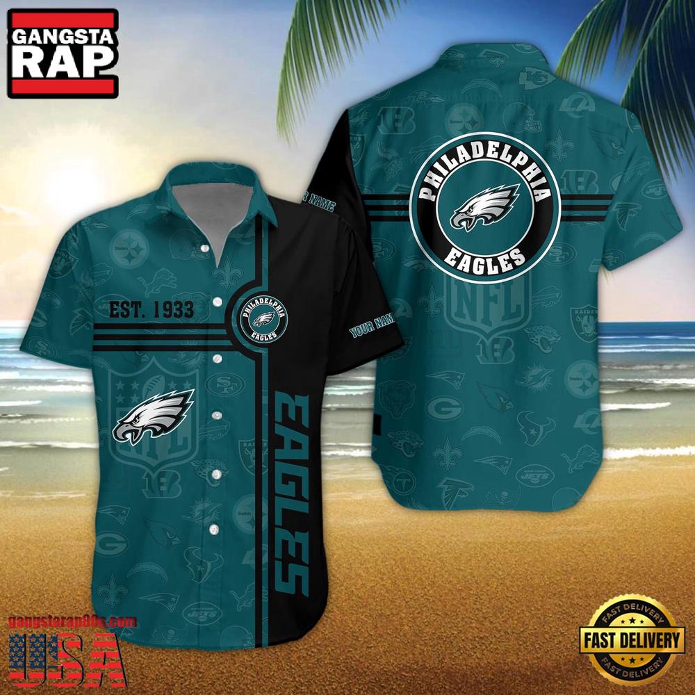 Philadelphia Eagles NFL Logo Pattern Custom Hawaiian Shirt