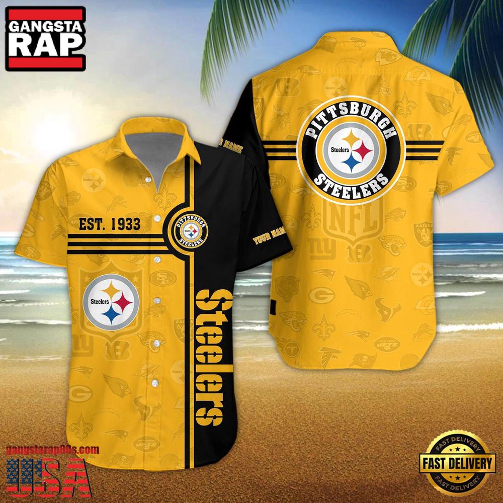 Pittsburgh Steelers NFL Logo Pattern Custom Hawaiian Shirt