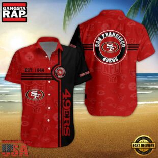 San Francisco 49ers NFL Logo Pattern Custom Hawaiian Shirt