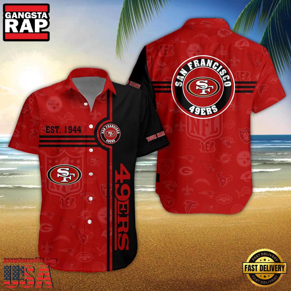 San Francisco 49ers NFL Logo Pattern Custom Hawaiian Shirt