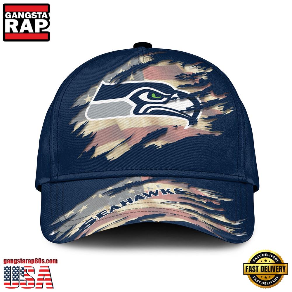Seattle Seahawks American Flag Baseball Cap
