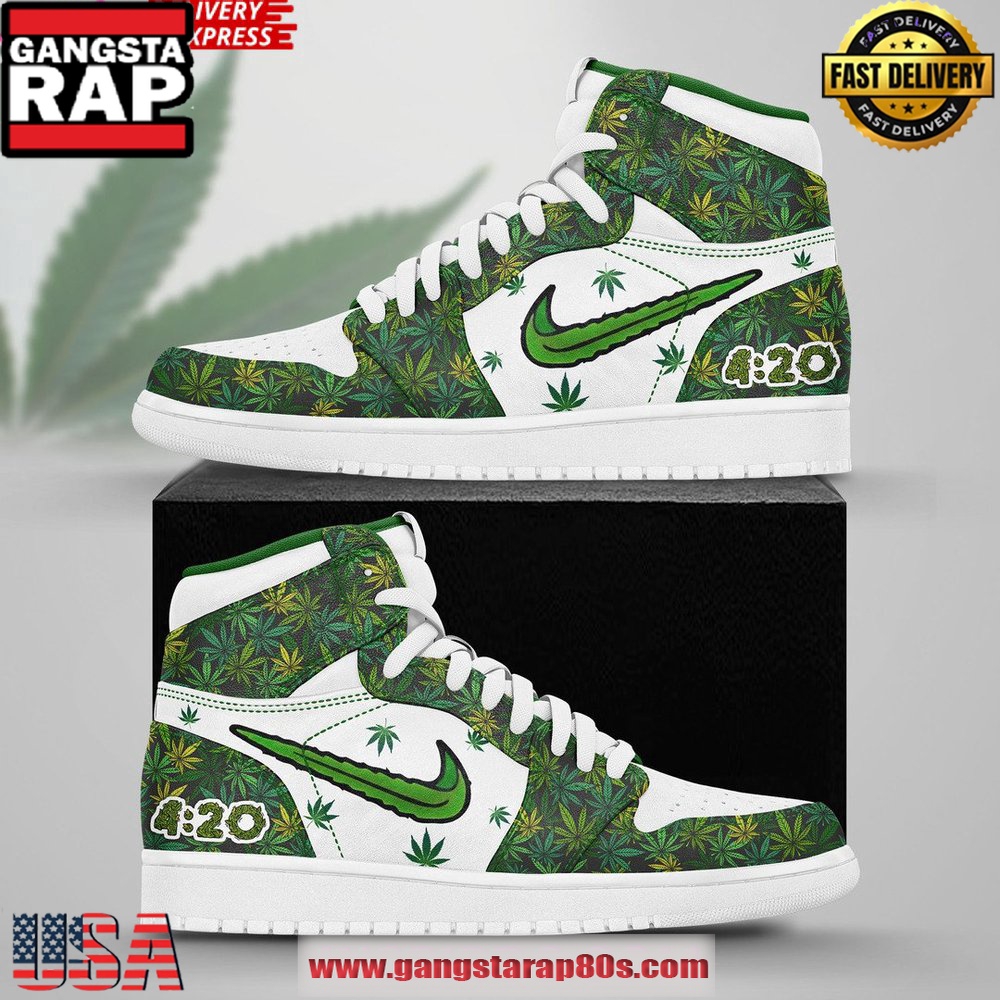 Weed Pattern 420 Smoke Limited Nike Air Jordan 1 Running Sneakers