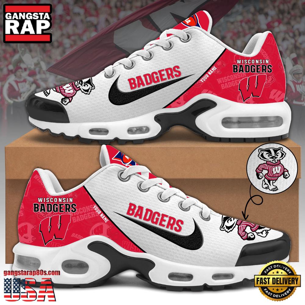 Wisconsin Badgers Football Mascot Symbol Custom Air Max Plus Shoes