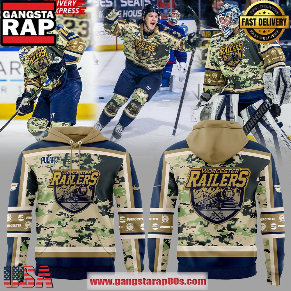 Worcester Railers Military Specialty Uniform All Over Print Hoodie Worcester Railers Military Specialty Uniform All Over Print Hoodie