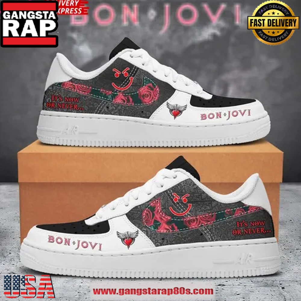 Bon Jovi Now Or Never Limited Edition Air Force 1 Sneakers Shoes Bon Jovi Now Or Never Limited Edition Air Force 1 Sneakers Shoes
