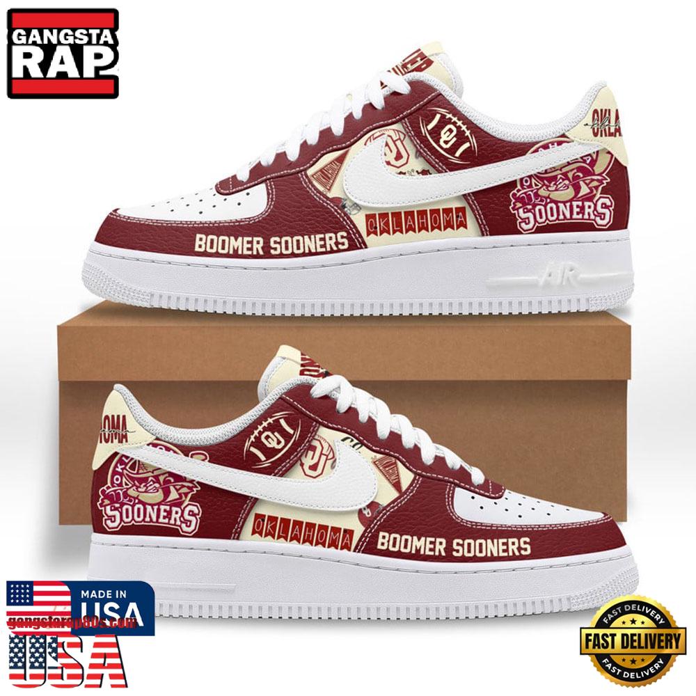 NCAA Boomer Sooner Oklahoma Logo Air Force 1 Shoes Running Sneakers NCAA Boomer Sooner Oklahoma Logo Air Force 1 Shoes Running Sneakers