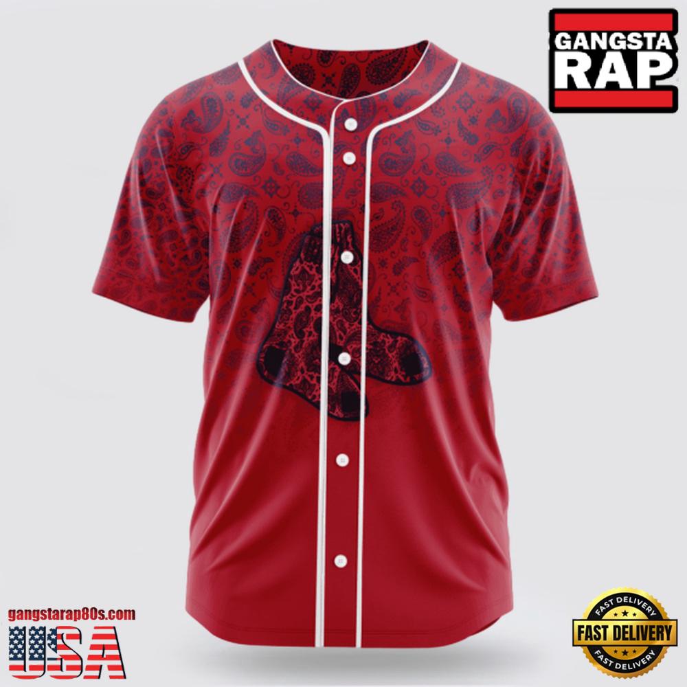 MLB Boston Red Sox Paisley Pattern Baseball Jersey MLB Boston Red Sox Paisley Pattern Baseball Jersey