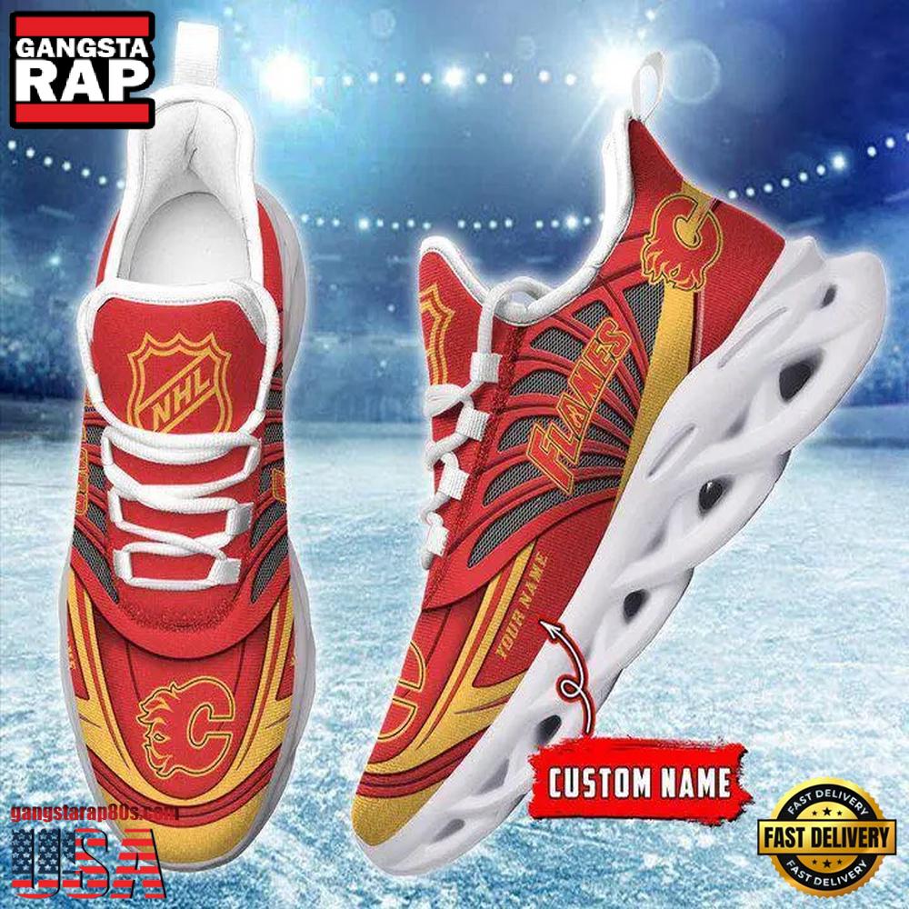 Custom Name NHL Calgary Flames Team Max Soul Shoes