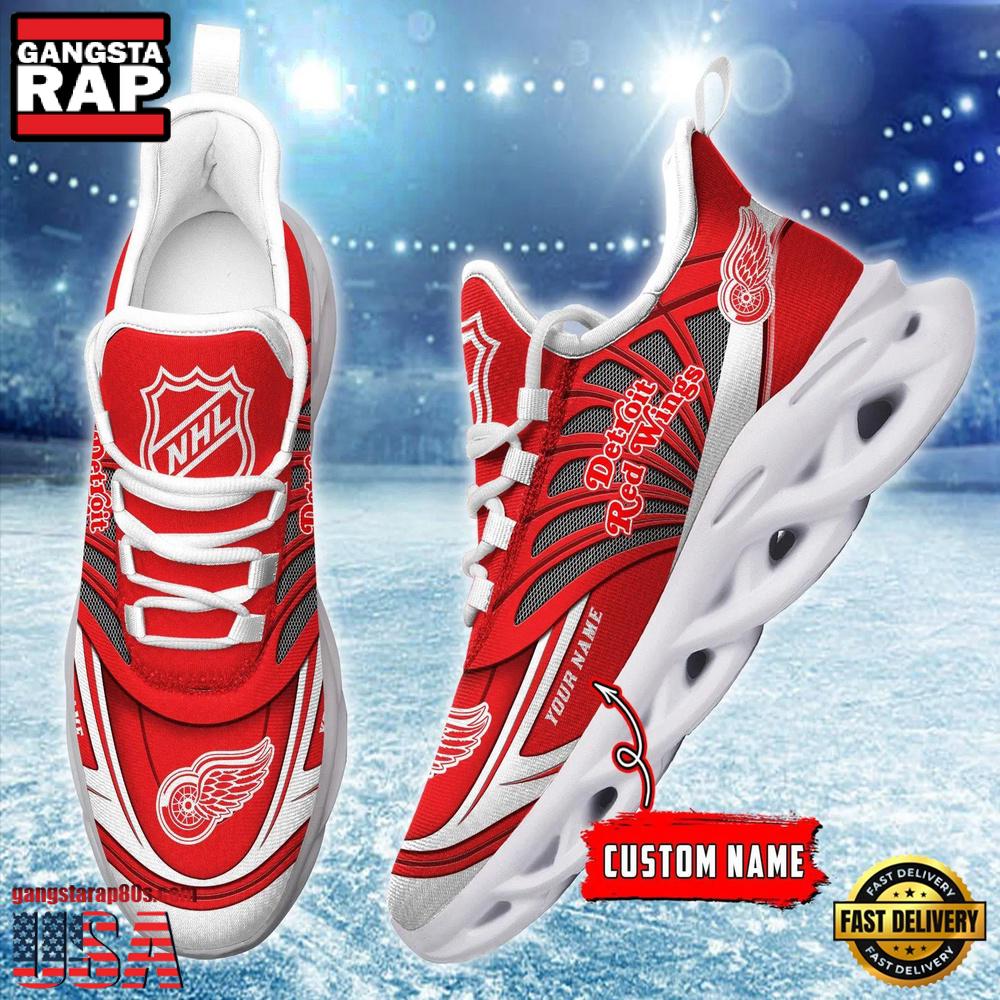 NHL Custom Name Detroit Red Wings Team Logo Design Max Soul Shoes Running Sneakers NHL Custom Name Detroit Red Wings Team Logo Design Max Soul Shoes Running Sneakers