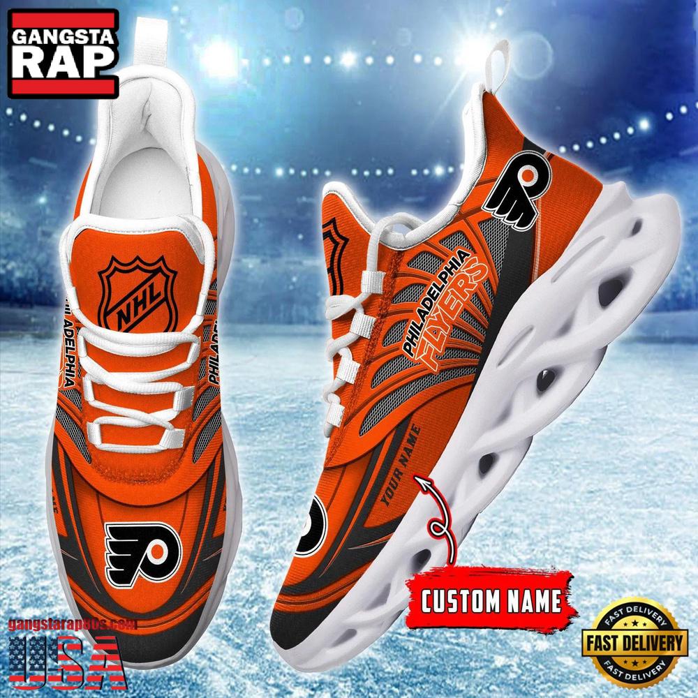 NHL Custom Name Philadelphia Flyers Team Logo Design Max Soul Shoes Running Sneakers NHL Custom Name Philadelphia Flyers Team Logo Design Max Soul Shoes Running Sneakers