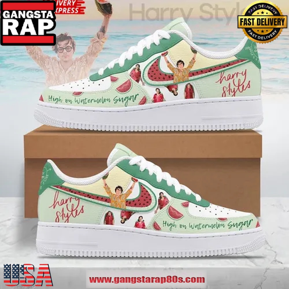 Harry Styles Watermelon Sugar Air Force 1 Sneakers Shoes Harry Styles Watermelon Sugar Air Force 1 Sneakers Shoes