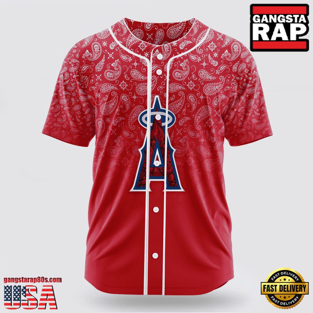 MLB Los Angeles Angels Paisley Pattern Baseball Jersey MLB Los Angeles Angels Paisley Pattern Baseball Jersey