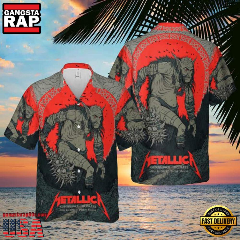 Metallica M72 World Tour In Parken Stadium Copenhagen Denmark Hot Summer Aloha Shirt Shirts Metallica M72 World Tour In Parken Stadium Copenhagen Denmark Hot Summer Aloha Shirt Shirts