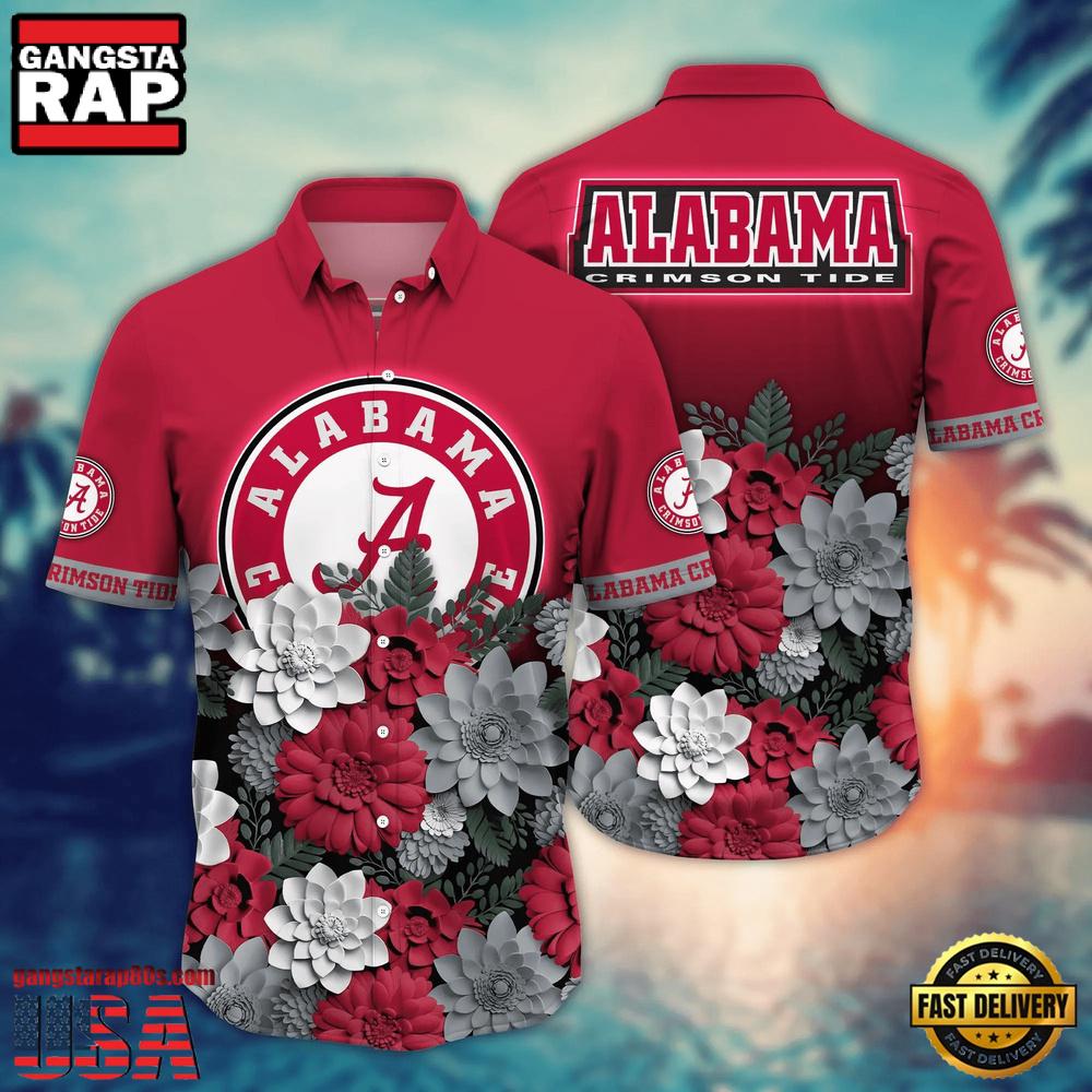 NCAA Alabama Crimson Tide Flower Tropical Summer Beach Hawaiian Shirt