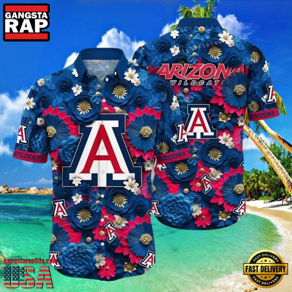 NCAA Arizona Wildcats Flower Hawaiian Shirt Outfit 3D Shirt.jpg