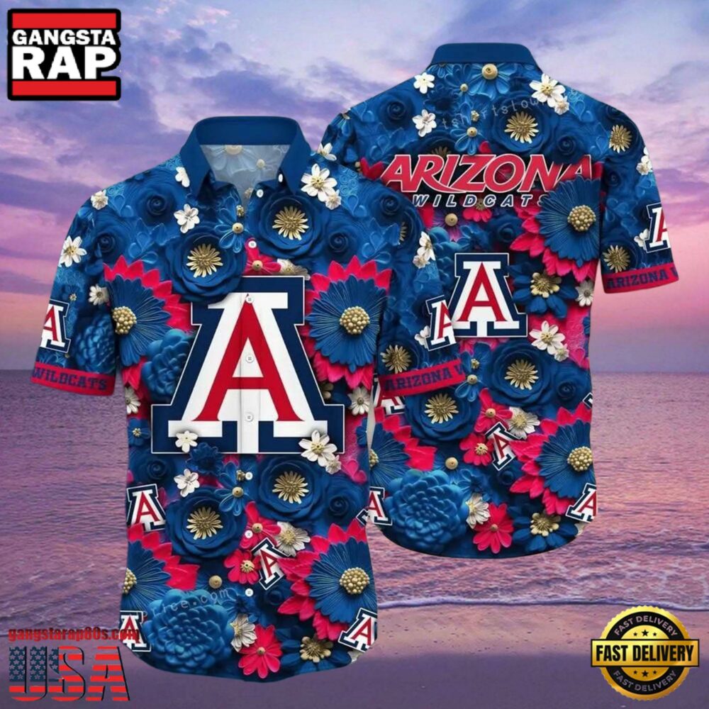 NCAA Arizona Wildcats Flower Hawaiian Shirt Outfit 3D Shirt.jpg