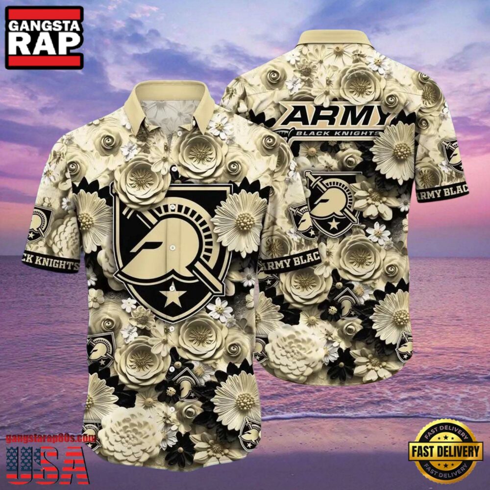 NCAA Army Black Knights Flower Button Up Hawaiian Shirt 3D Shirt.jpg
