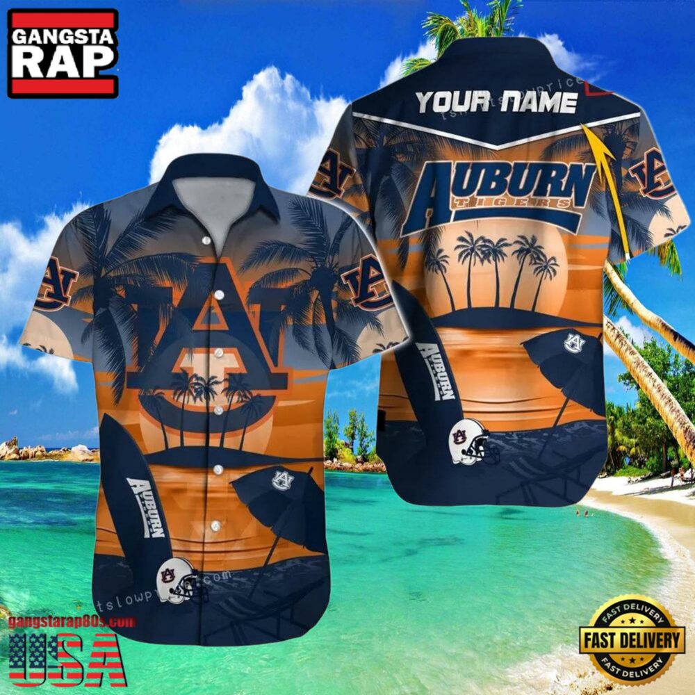 NCAA Auburn Tigers 3D Print Custom Name Aloha Hawaiian Shirt