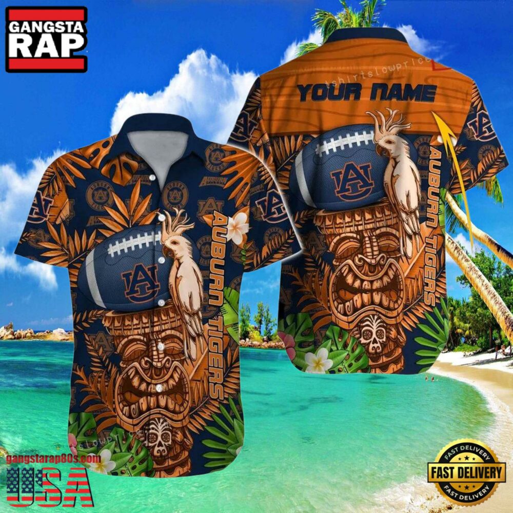 NCAA Auburn Tigers Custom Name Button Up Hawaiian Shirt