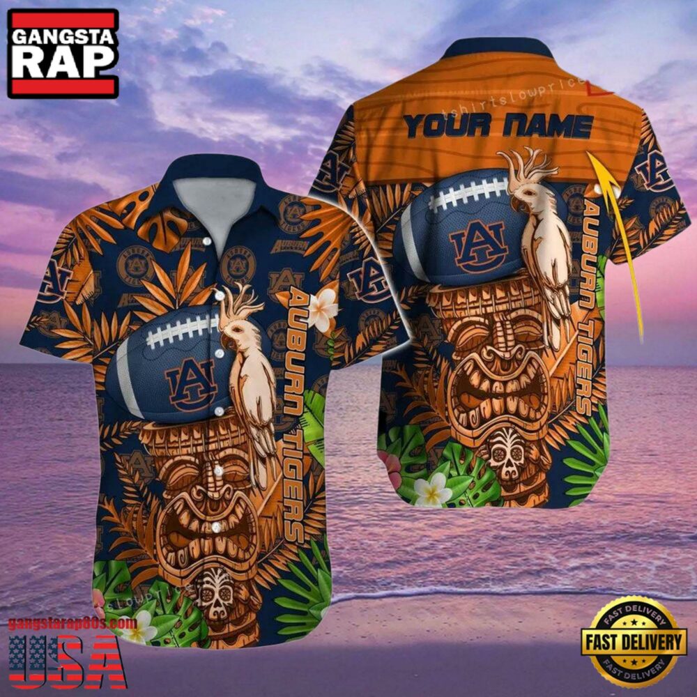 NCAA Auburn Tigers Custom Name Button Up Hawaiian Shirt