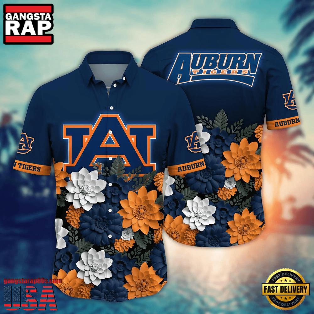 NCAA Auburn Tigers Flower Tropical Summer Beach Hawaiian Shirt