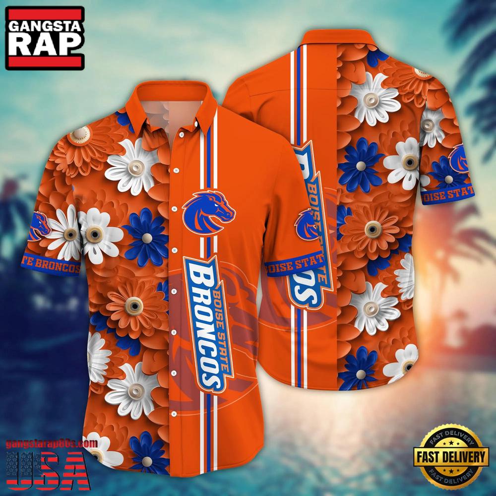 NCAA Boise State Broncos Flower Summer Aloha Button Hawaiian Shirt