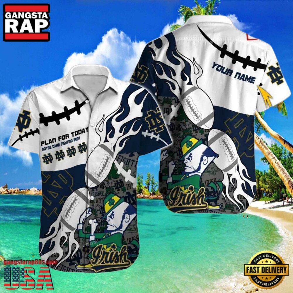 NCAA Custom Name Notre Dame Fighting Irish Hawaiian Shirt Man