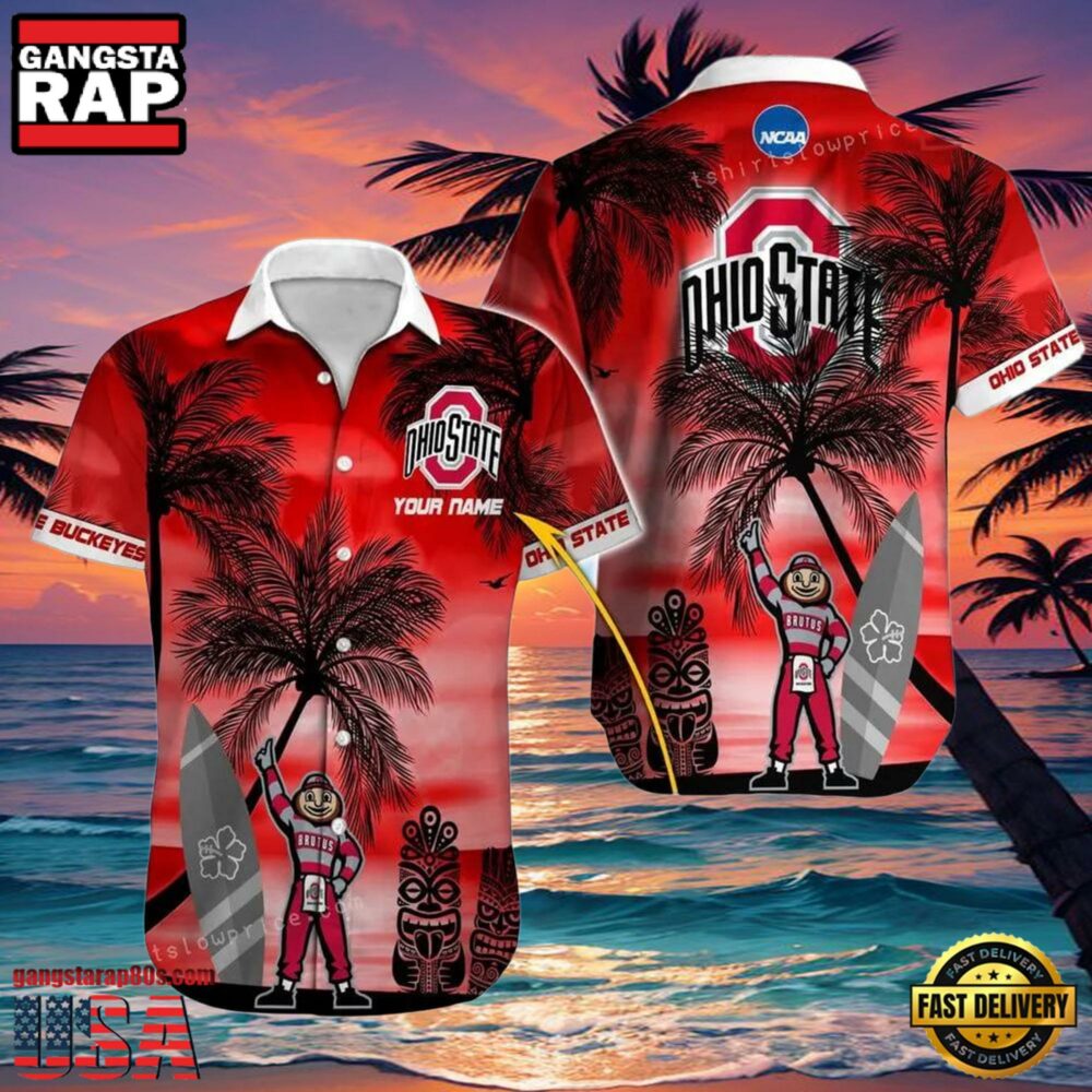 NCAA Custom Name Ohio State Buckeyes Hawaiian Shirt Man NCAA Custom Name Ohio State Buckeyes Hawaiian Shirt Man