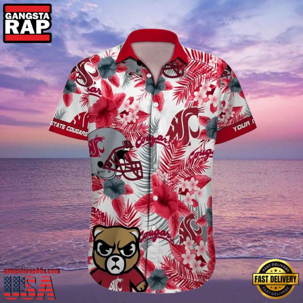 NCAA Custom Name Washington State Cougars Hawaiian Shirt Aloha Hawaiian Shirt