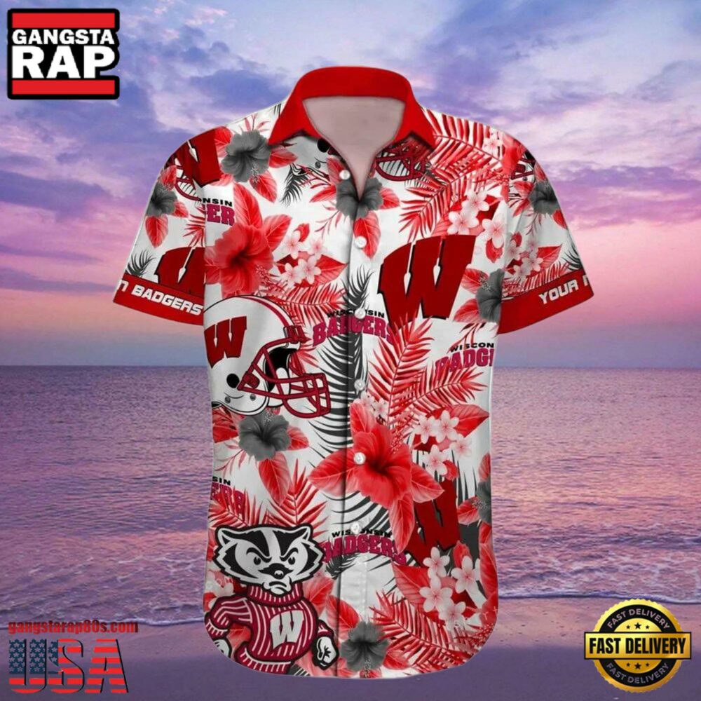 NCAA Custom Name Wisconsin Badgers Hawaiian Shirt Man