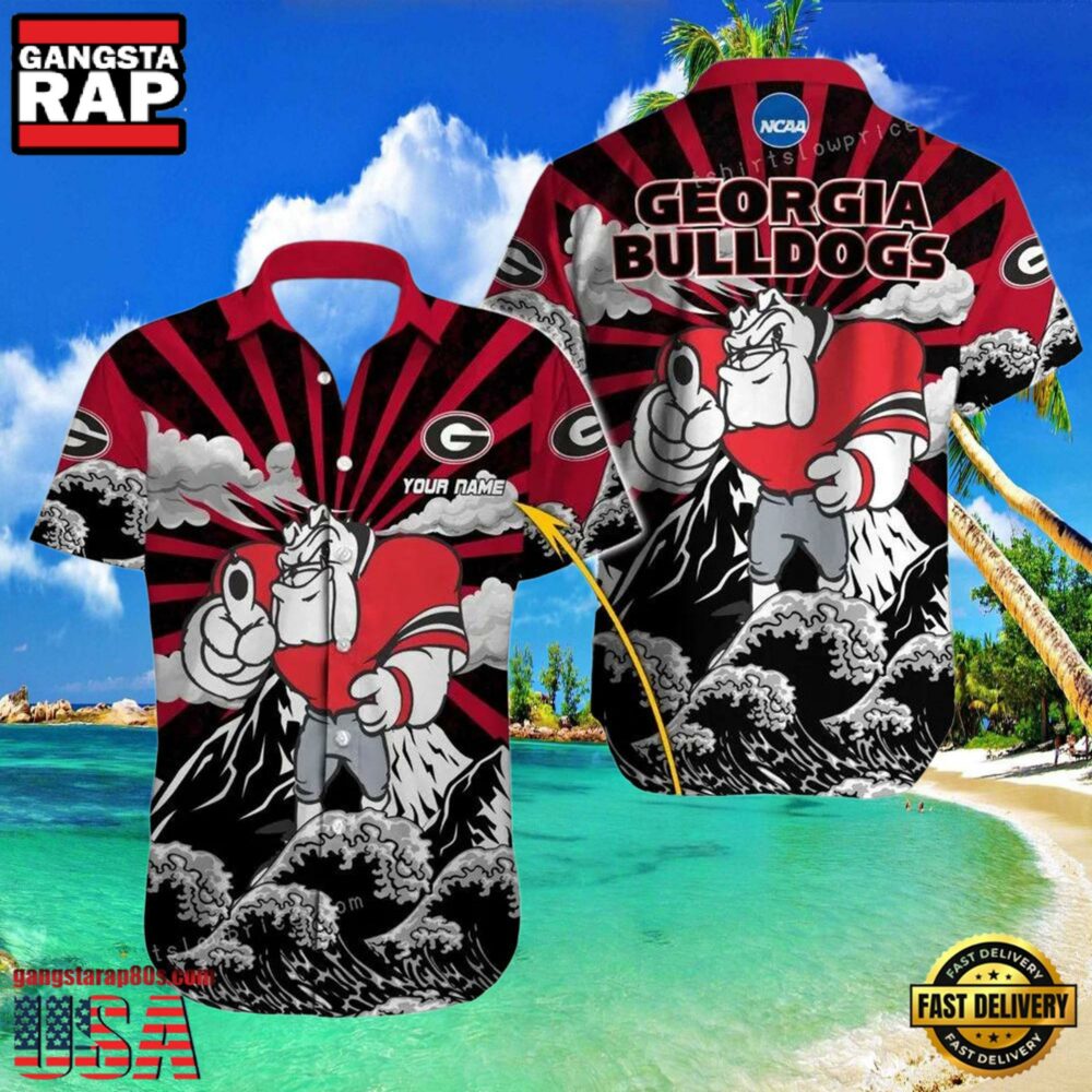 NCAA Georgia Bulldogs 3D Print Custom Name Aloha Hawaiian Shirt
