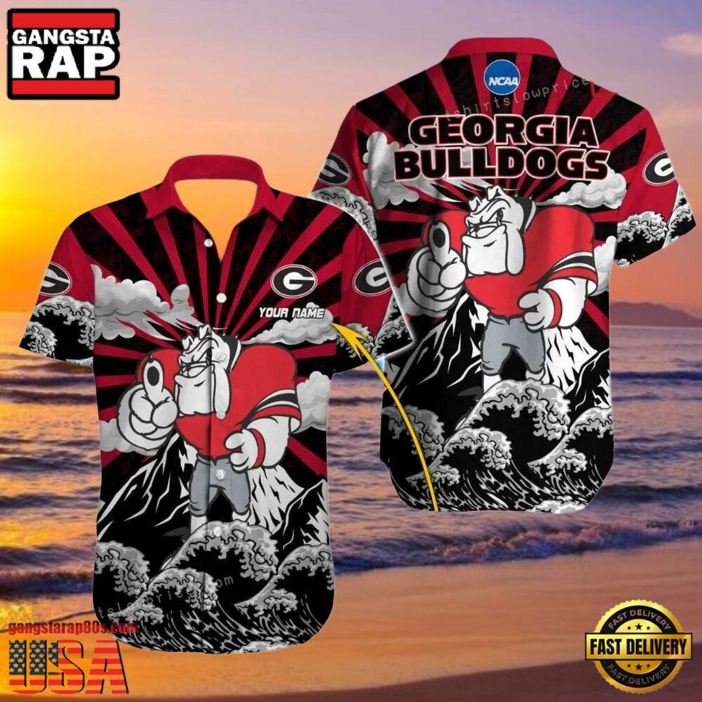 NCAA Georgia Bulldogs 3D Print Custom Name Aloha Hawaiian Shirt NCAA Georgia Bulldogs 3D Print Custom Name Aloha Hawaiian Shirt