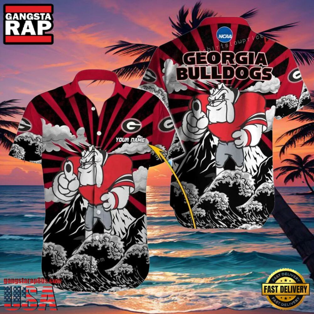 NCAA Georgia Bulldogs 3D Print Custom Name Aloha Hawaiian Shirt NCAA Georgia Bulldogs 3D Print Custom Name Aloha Hawaiian Shirt