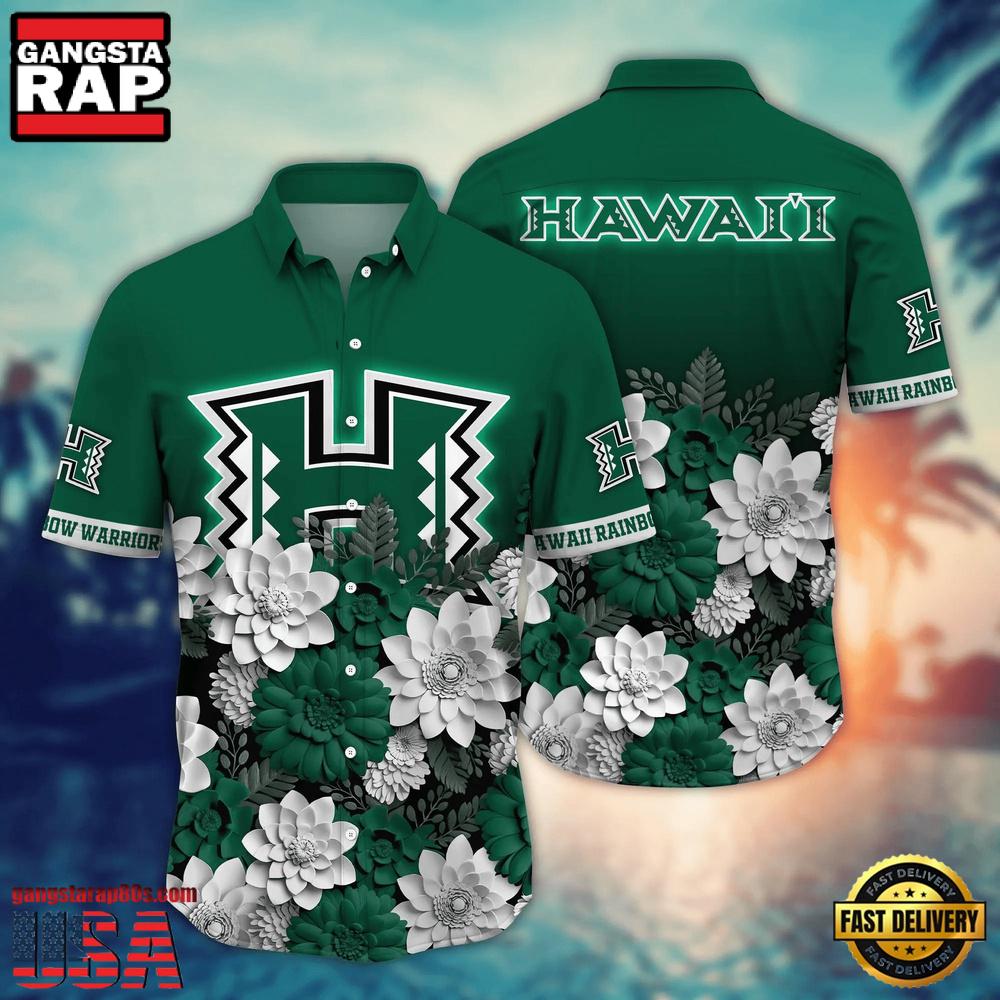 NCAA Hawaii Rainbow Warriors Flower Tropical Summer Beach Hawaiian Shirt