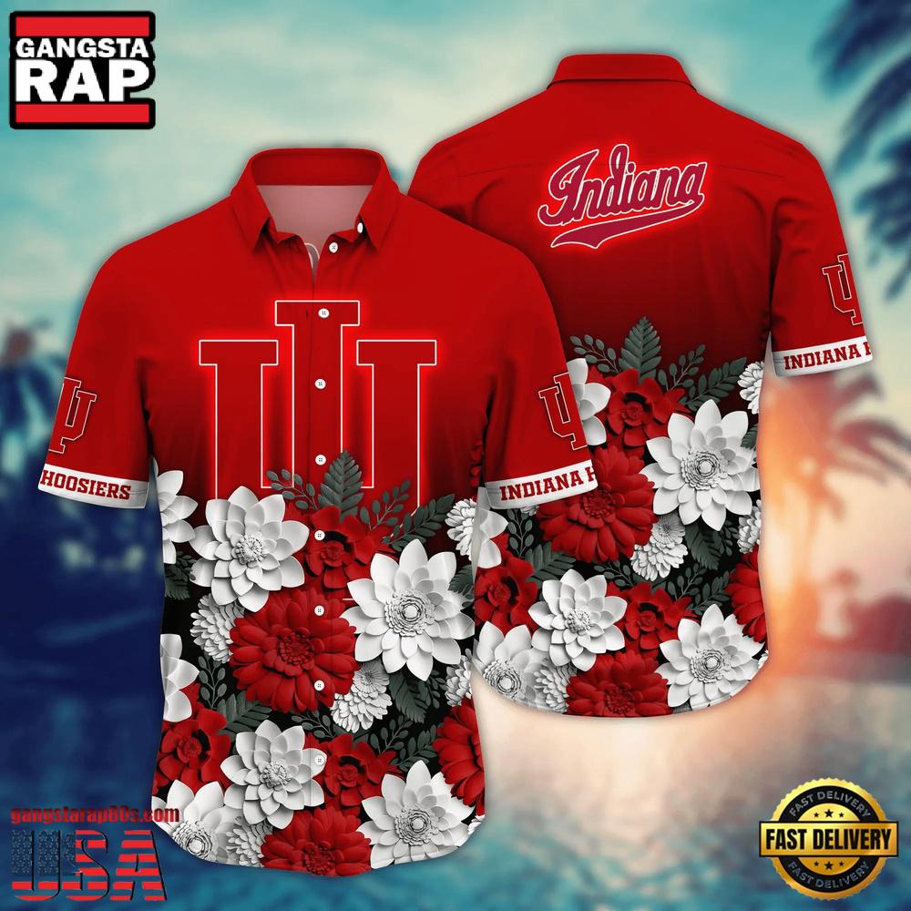 NCAA Indiana Hoosiers Flower Tropical Summer Beach Hawaiian Shirt