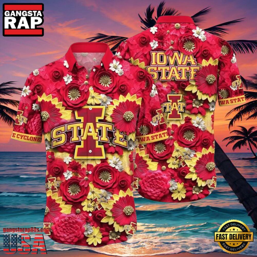 NCAA Iowa State Cyclones Flower Button Up Hawaiian Shirt 3D Shirt, Iowa State Cyclones Christmas Gifts NCAA Iowa State Cyclones Flower Button Up Hawaiian Shirt 3D Shirt, Iowa State Cyclones Christmas Gifts
