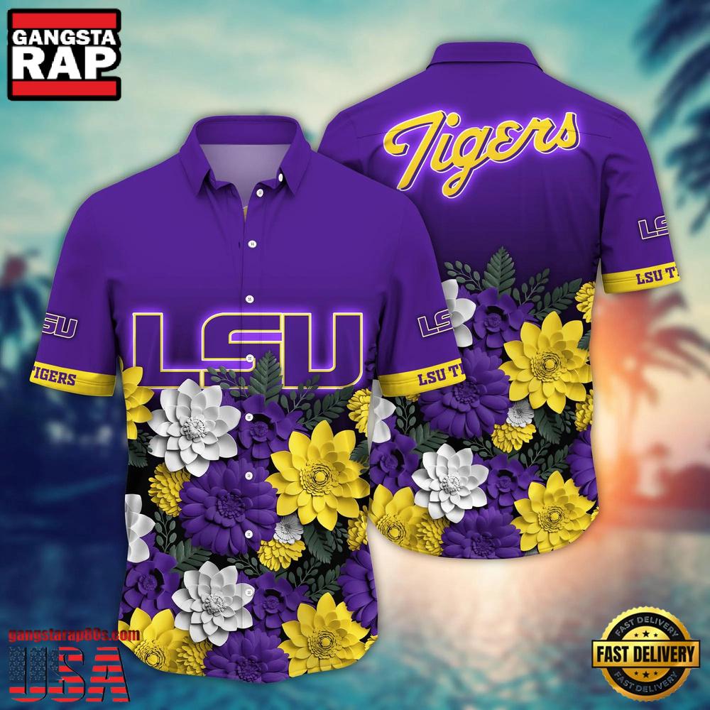 NCAA LSU TIGERS Flower Tropical Summer Beach Hawaiian Shirt