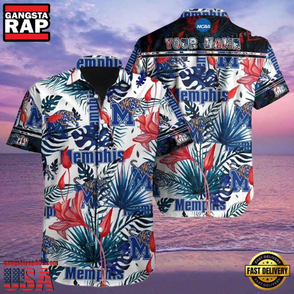 NCAA Memphis Tigers Custom Name Aloha Hawaii Shirt