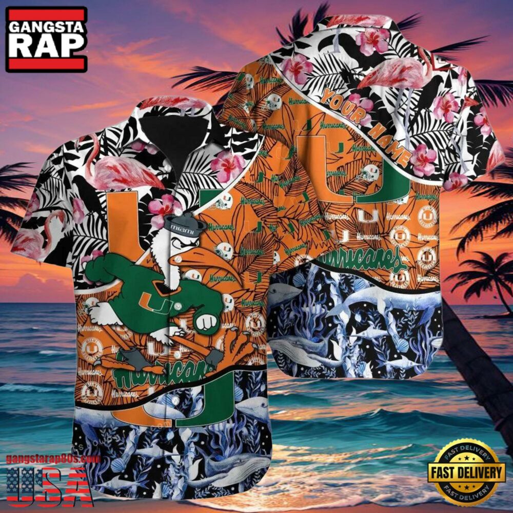NCAA Miami Hurricanes 3D Print Custom Name Cheap Hawaiian Shirt NCAA Miami Hurricanes 3D Print Custom Name Cheap Hawaiian Shirt